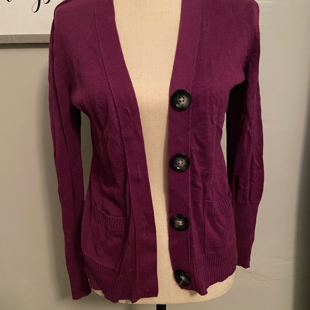 Purple cardigan